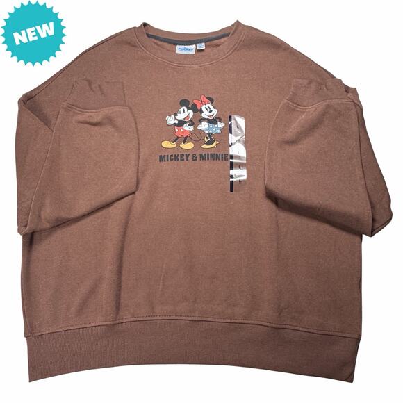 Disney Mickey & Friends Womens Size Large Graphic Sweatshirt Unbothered Brown - Picture 2 of 8
